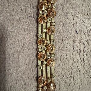 Henri Bendel Gold and Champagne Crystal Bracelet with magnetic closure